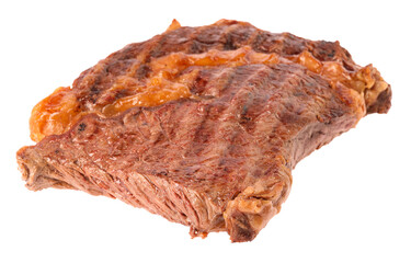 Delicious grilled beef steak isolated on white