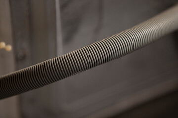 Close-up of a pipe in a building. Shallow depth of field