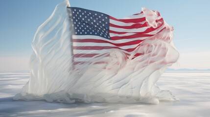 Large American Flag Blowing in the Wind