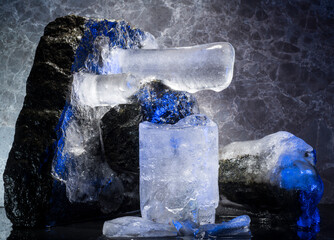 ice and stones for the podium