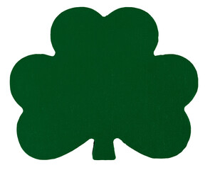 Dark green wood shamrock for St. Patrick's day, isolated