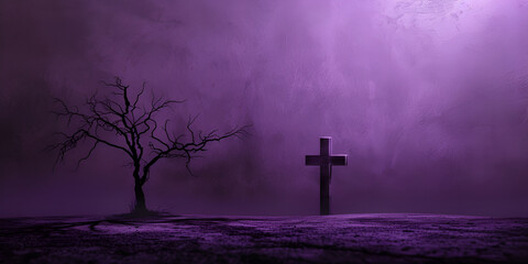 Dramatic Cross Silhouette: Ash Wednesday's Solemn Embrace