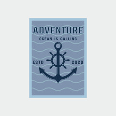 anchor logo vintage poster vector icon symbol illustration template design