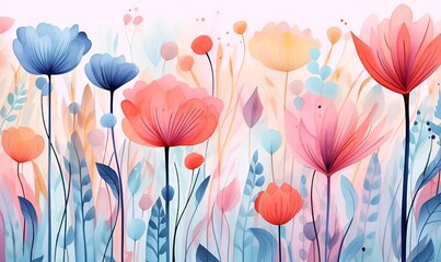 flowers watercolor abstract background design