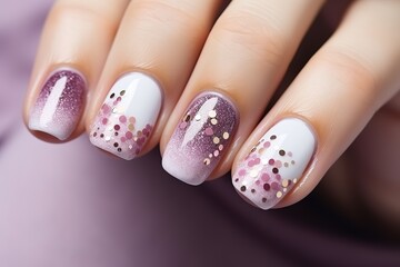 Beautiful Nail Art Manicure. Nail designs with decoration.Manicure nail paint.