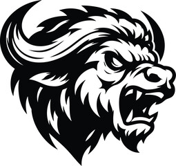 Fototapeta premium bull, buffalo, bison head, animal mascot illustration,