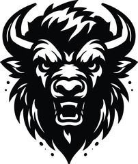 Fototapeta premium bull, buffalo, bison head, animal mascot illustration,