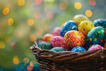 Happy Easter Eggs Basket commemoration. Bunny in flower easter Happiness decoration Garden. Cute hare 3d spring easter rabbit spring illustration. Holy week easter affirmation card wallpaper Orchid