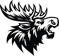 moose, reindeer, deer, antler head, animal mascot illustration,

