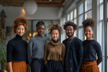 young interns gathered in modern office