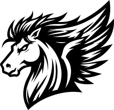 unicorn, pegasus, head, animal mascot illustration,

