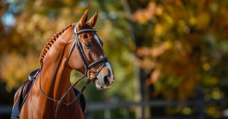 Fototapeta premium portrait of a beautiful horse with copy space