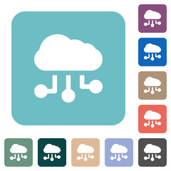 Cloud connections solid rounded square flat icons