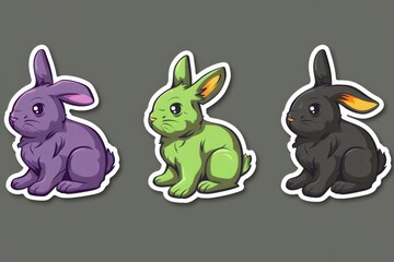 Happy Easter Eggs Basket hopeful message. Bunny in flower easter Teal Green decoration Garden. Cute hare 3d cross procession easter rabbit spring illustration. Holy week rebirth card wallpaper hope