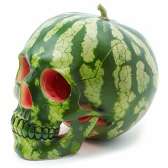 AI generated image of a skull-shaped watermelon