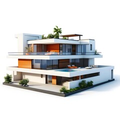 Fototapeta na wymiar 3d house model with modern architecture isolated background