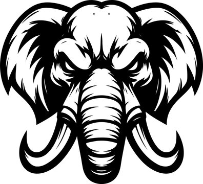 elephant head, animal mascot illustration,

