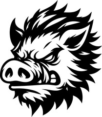 pig, hog, boar, head, animal mascot illustration,

