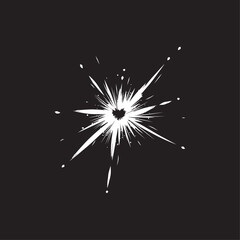 Splash comet with heart inside flat vector design