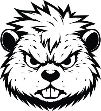 beaver, head, animal mascot illustration,
