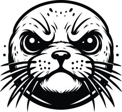 seal, sealion head, animal mascot illustration,