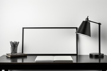 Desk With Lamp and Book