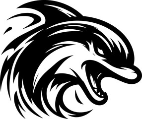 Obraz premium shark, whale, dolphin, orca, head, animal mascot illustration,