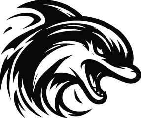 Obraz premium shark, whale, dolphin, orca, head, animal mascot illustration,