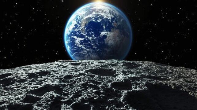 Captivating Views of Our Planet's Beauty from the Moon's Surface. Made with Generative AI Technology © mafizul_islam