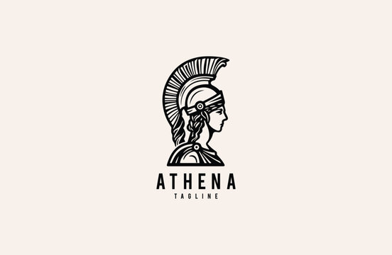 Greek roman goddess athena minerva premium luxury beauty logo design