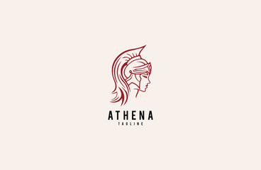 Obraz premium Greek roman goddess athena minerva premium luxury beauty logo design