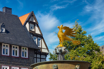 Eagle heraldic animal at the fountain in Goslar