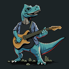 DINOSAUR PLAYING GUITAR VECTOR STYLE THE COOL AND UNIQUE DESIGN YOU NEED - DESIGN RESULTING FROM ARTIFICIAL INTELLIGENCE (AI)