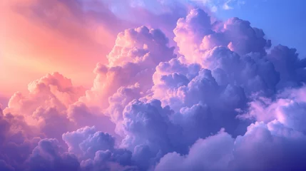 Poster Dramatic cloud formations backlit in shades of violet and indigo resembling an otherworldly landscape. © Justlight