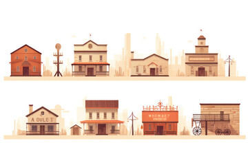 Fototapeta premium Charming Town: A Vintage Street with Traditional Buildings in a Historic Cityscape, Illustration
