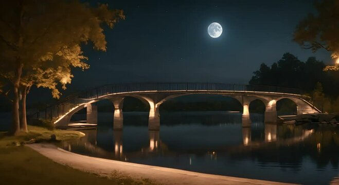 Beautiful long bridge across the river