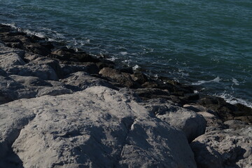 waves crashing on rocks