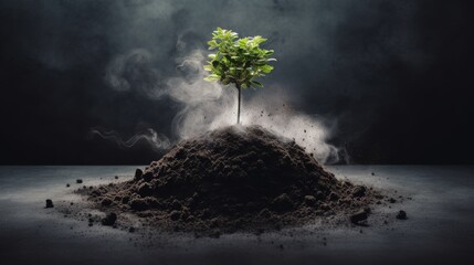 Small Tree Atop Dirt Pile