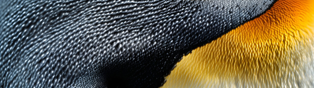 close up penguin feather skin texture pattern background wallpaper, background with a ratio size of 32:9