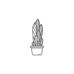Cactus tree in a pot flat vector design
