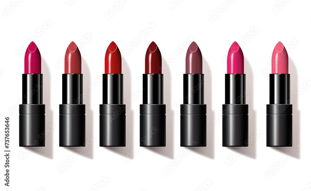 Poster set of vector realistic lipsticks with different shades