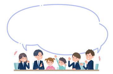 楽しい雰囲気の若者未成年グループ　吹き出し付き