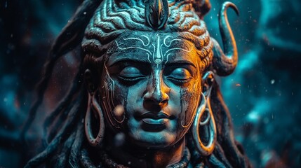 Lord Shiva: Divine Power and Tranquility in Religious Imagery - obrazy, fototapety, plakaty