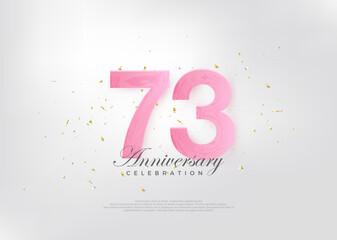 73rd anniversary celebration, with beautiful pink numbers and very charming. Premium vector background for greeting and celebration.