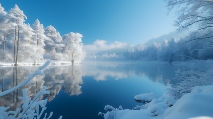 landscape with ice and lake