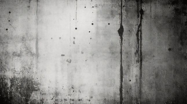 Vintage grunge monochrome background. Rough painted wall of black and white color. Imperfect plane of grayscale grungy. Uneven old decorative backdrop. Texture of black-white.
