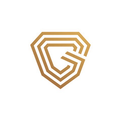 Shield with letter G logo vector design element icon style