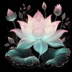 Transparent embroidered lotus with Generative AI.