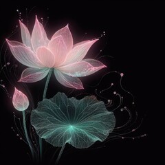 Transparent embroidered lotus with Generative AI.