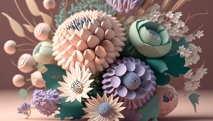 Exotic Bloom: An Exquisite Bouquet of Botanicals and Exotic Flowers - ai generated